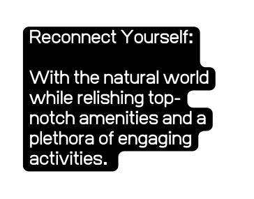 Reconnect Yourself With the natural world while relishing top notch amenities and a plethora of engaging activities